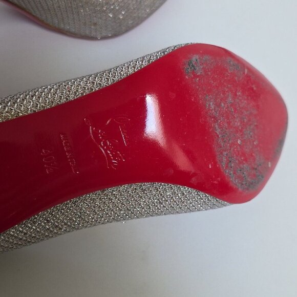 CHRISTIAN LOUBOUTIN | Eloise Glitter Heels Silver Sz 40.5 - Picture 5 of 9